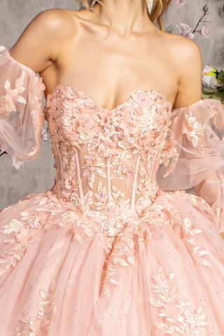 Trägerloses Ballkleid mit Puffärmeln und Korsett von GLS Gloria GL3476
