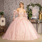 Strapless Puff Sleeve Corset Ball Gown by GLS Gloria GL3476