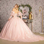 Strapless Puff Sleeve Corset Ball Gown by GLS Gloria GL3476