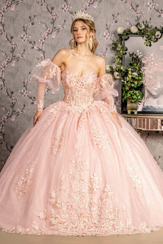 Trägerloses Ballkleid mit Puffärmeln und Korsett von GLS Gloria GL3476