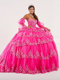 Trägerloses Quinceanera-Kleid mit Puffärmeln von Fiesta Gowns 56497