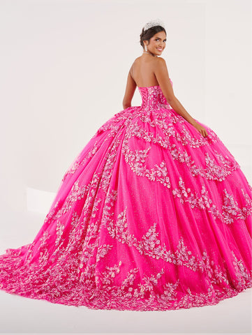 Trägerloses Quinceanera-Kleid mit Puffärmeln von Fiesta Gowns 56497