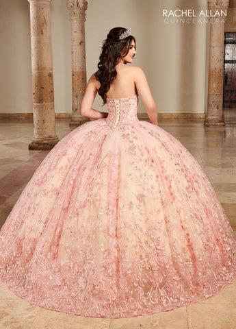 Trägerloses Quinceanera-Kleid mit Puffärmeln von Rachel Allan RQ1123