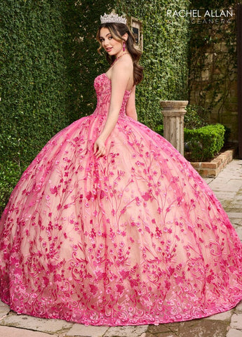 Trägerloses Quinceanera-Kleid mit Puffärmeln von Rachel Allan RQ1123