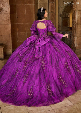 Trägerloses Quinceanera-Kleid mit Puffärmeln von Rachel Allan RQ1135