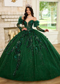 Trägerloses Quinceanera-Kleid mit Puffärmeln von Rachel Allan RQ2184