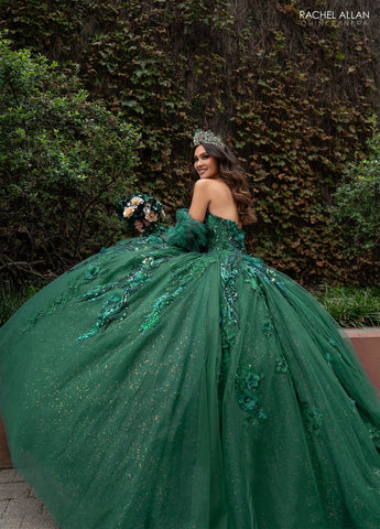 Trägerloses Quinceanera-Kleid mit Puffärmeln von Rachel Allan RQ2184