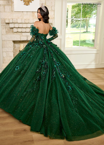 Trägerloses Quinceanera-Kleid mit Puffärmeln von Rachel Allan RQ2184