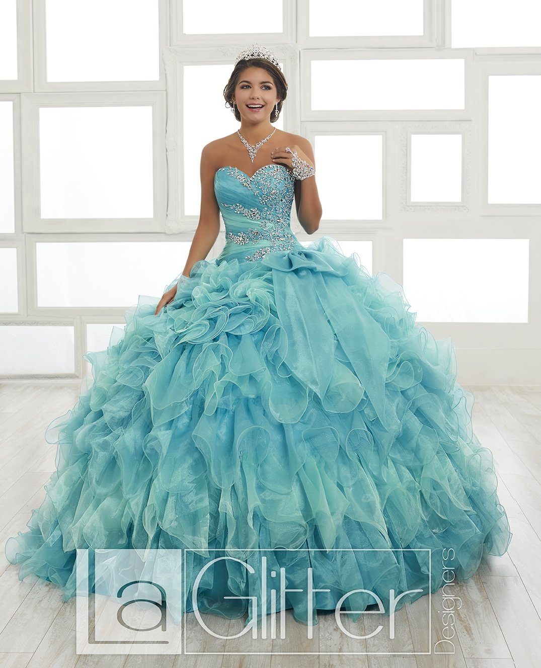 Strapless Ruffled Dress by House of Wu LA Glitter 24011