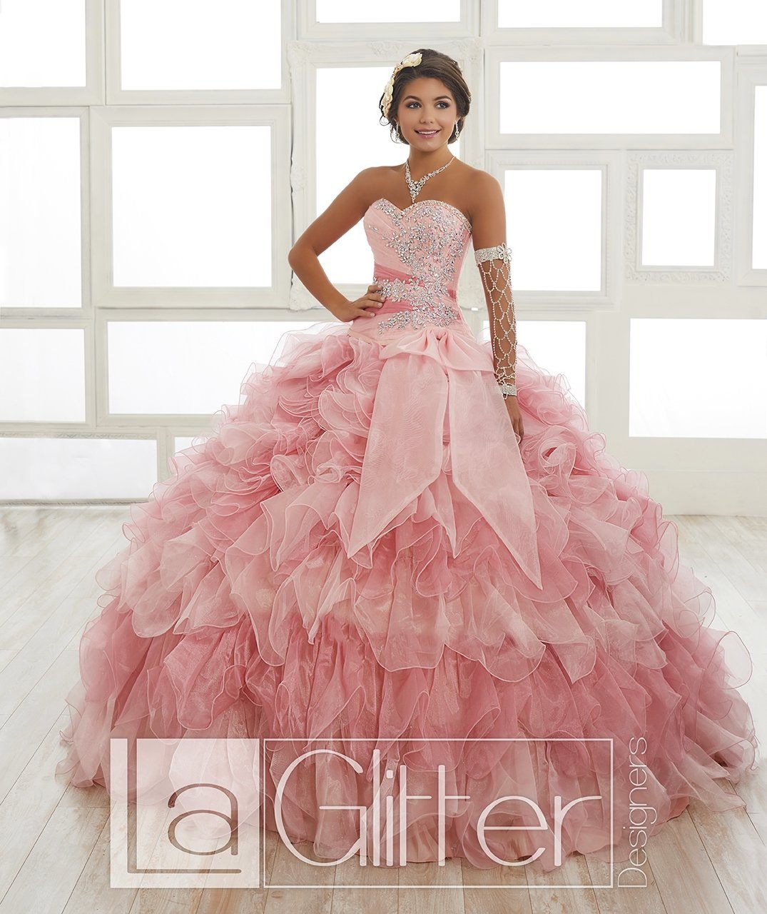 Strapless Ruffled Dress by House of Wu LA Glitter 24011