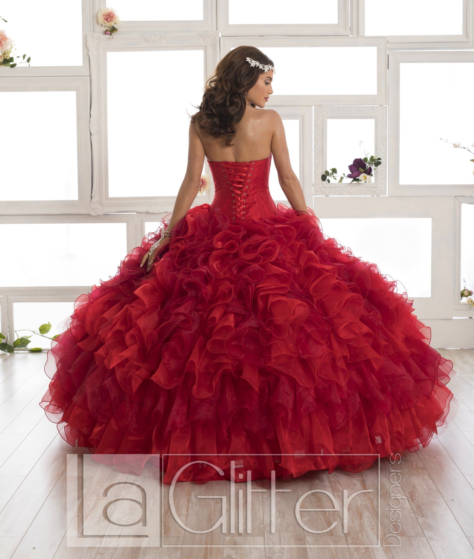 Strapless Ruffled Dress by House of Wu LA Glitter 24011