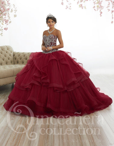 Trägerloses Quinceanera-Kleid mit Rüschen von House of Wu 26891