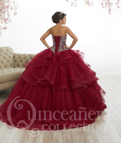 Trägerloses Quinceanera-Kleid mit Rüschen von House of Wu 26891