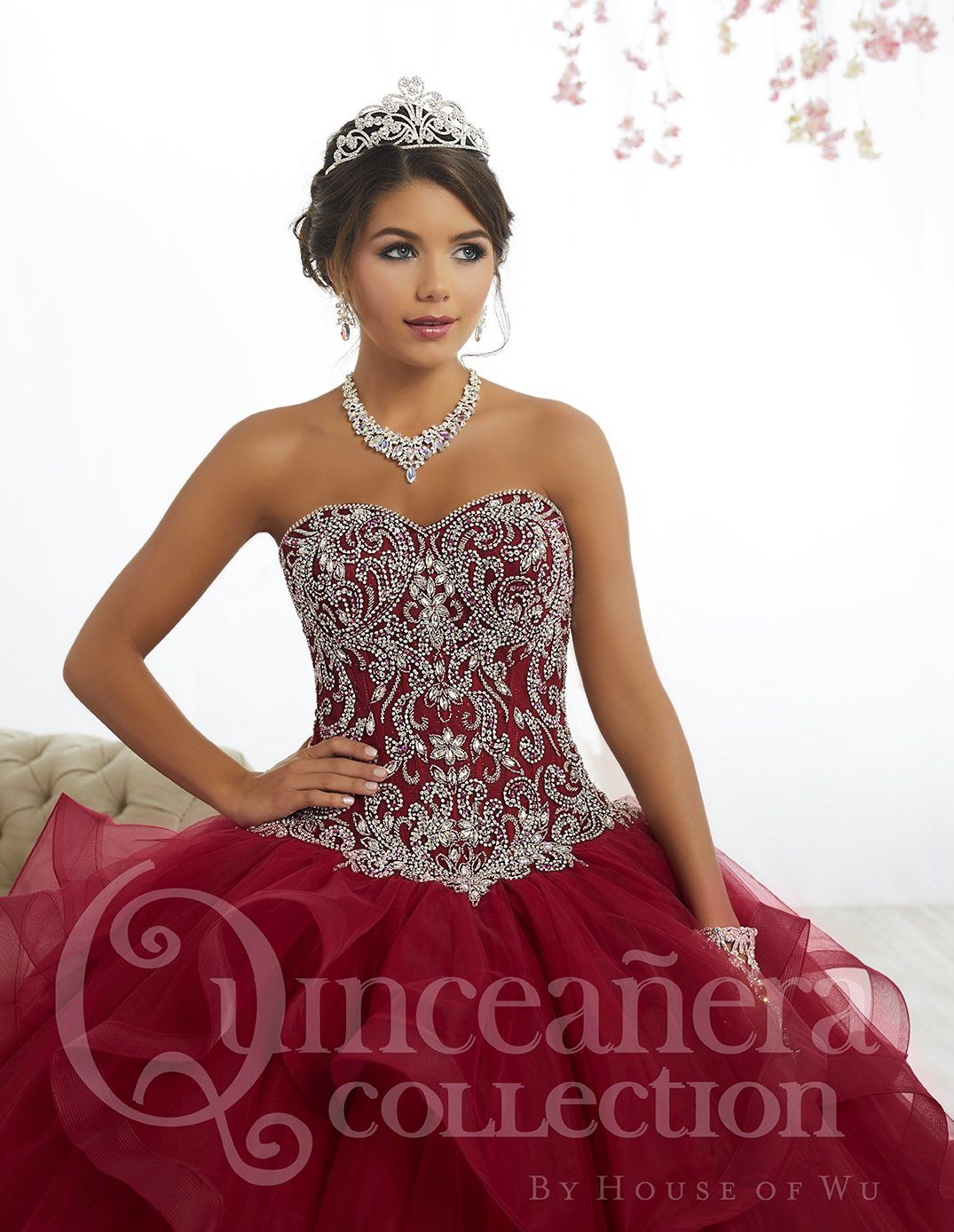 Strapless Ruffled Quinceanera Dress by House of Wu 26891