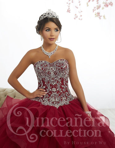 Trägerloses Quinceanera-Kleid mit Rüschen von House of Wu 26891