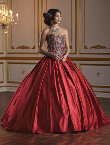 Vestido de quinceanera de cetim sem alças da Fiesta Gowns 56376