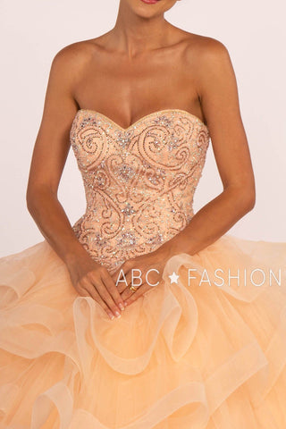 Trägerloses Sweetheart-Ballkleid mit Rüschenrock von Elizabeth K GL2515