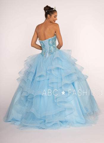 Trägerloses Sweetheart-Ballkleid mit Rüschenrock von Elizabeth K GL2515