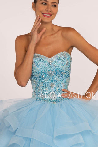 Trägerloses Sweetheart-Ballkleid mit Rüschenrock von Elizabeth K GL2515
