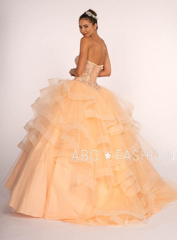 Trägerloses Sweetheart-Ballkleid mit Rüschenrock von Elizabeth K GL2515
