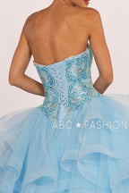 Strapless Sweetheart Ball Gown with Ruffled Skirt by Elizabeth K GL2515