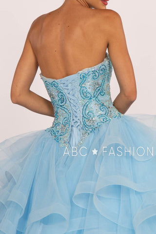 Trägerloses Sweetheart-Ballkleid mit Rüschenrock von Elizabeth K GL2515