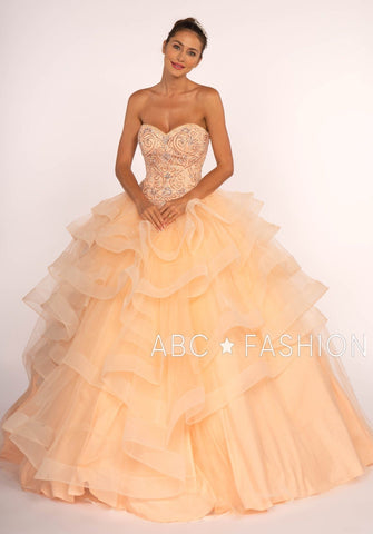 Trägerloses Sweetheart-Ballkleid mit Rüschenrock von Elizabeth K GL2515