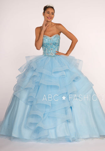 Trägerloses Sweetheart-Ballkleid mit Rüschenrock von Elizabeth K GL2515