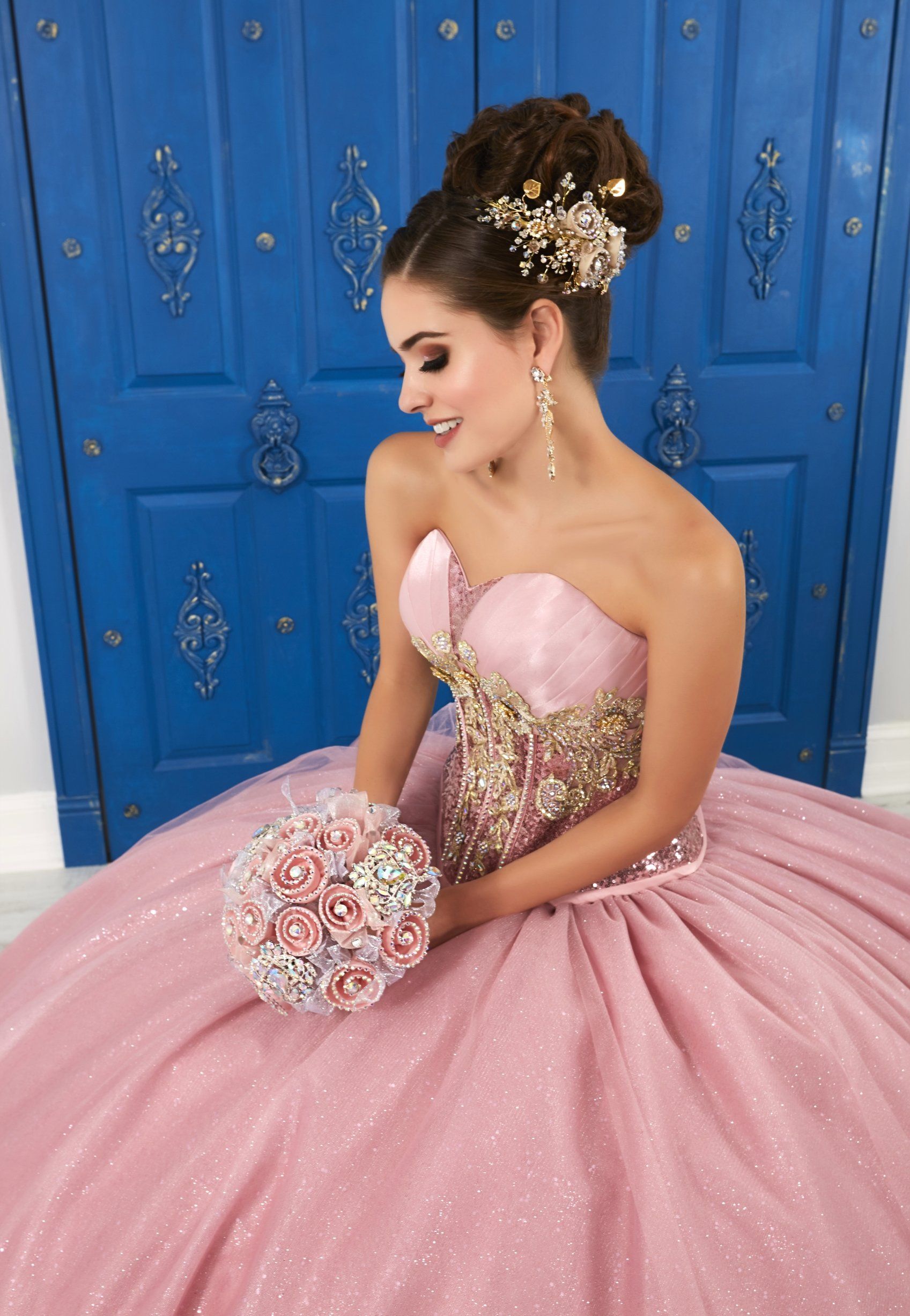 Strapless Sweetheart Glitter Dress by House of Wu LA Glitter 24045