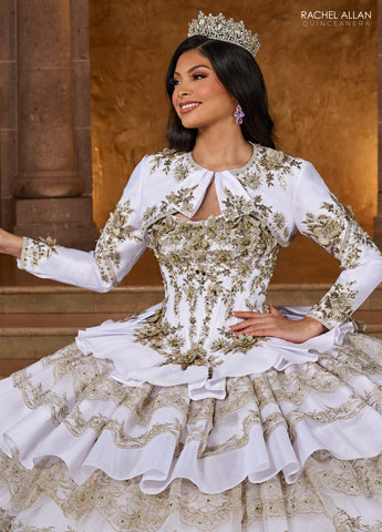 Trägerloses, gestuftes Quinceanera-Kleid von Rachel Allan RQ5003