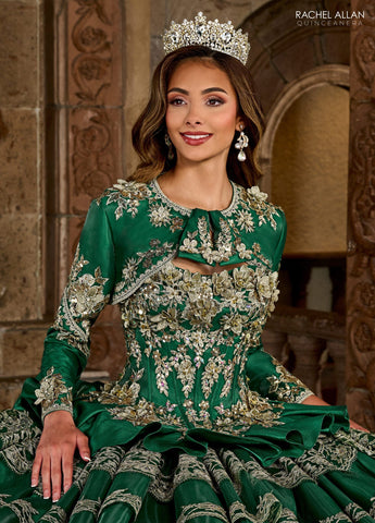 Trägerloses, gestuftes Quinceanera-Kleid von Rachel Allan RQ5003