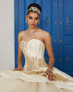 Strapless V-Neck Dress by House of Wu LA Glitter 24038