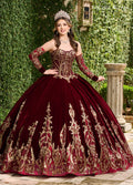 Trägerloses Quinceanera-Kleid aus Samt von Alta Couture MQ3051