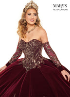 Strapless Velvet Quinceanera Dress by Alta Couture MQ3051