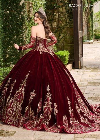 Trägerloses Quinceanera-Kleid aus Samt von Alta Couture MQ3051