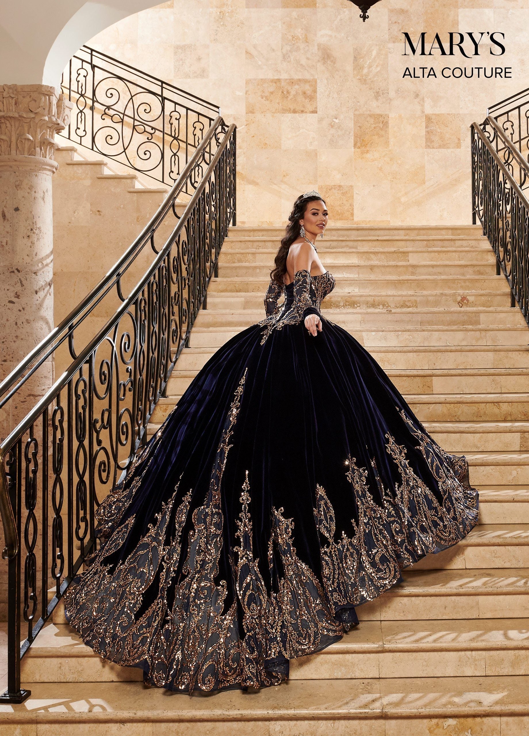 Strapless Velvet Quinceanera Dress by Alta Couture MQ3051