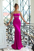 Vestido Largo de Sirena Sin Tirantes de Seda para Fiesta Formal con Abalorios
