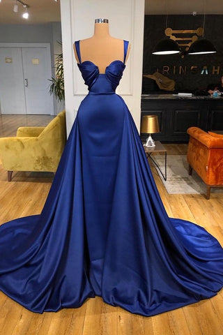 Straps Long Mermaid Sweetheart Satin Prom Dress