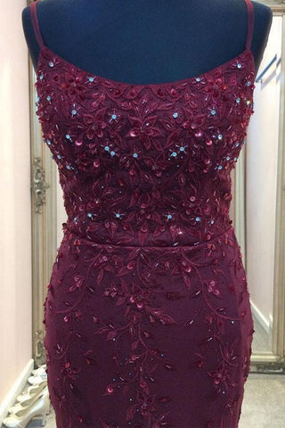 Träger Meerjungfrau Burgund Langes Ballkleid Abendkleid PSK191