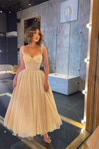 Straps Sweetheart Glittering Short A-line Evening Dresses