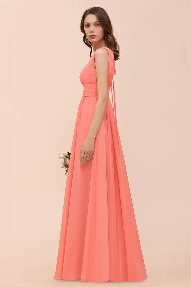 Straps V-Neck Floor Length Bridesmaid Dress Wedding Party Dress