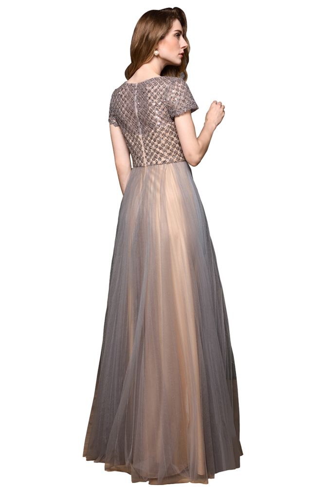 Auffälliges Aline Langes Abendkleid Quincenera Swing Kleid Kurze Ärmel