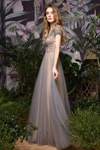 Auffälliges Aline Langes Abendkleid Quincenera Swing Kleid Kurze Ärmel