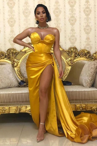 Stunning Long Mermaid Sweetheart Prom Dresses with Side Split
