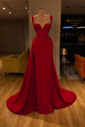 Robe de bal éblouissante sirène longue en satin avec décolleté cœur et fente haute