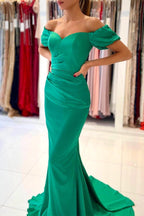 Stunning Off-the-Shoulder Satin Mermaid Evening Gown