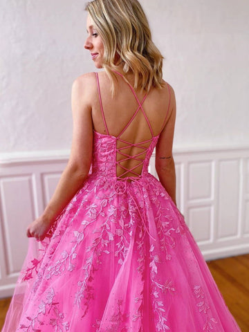 Stilvolles langes, trägerloses A-Linien-Kleid mit Spaghettiträgern aus Tüll und Spitze, rückenfrei, formelle Abschlussballkleider