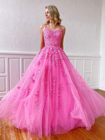 Stilvolles langes, trägerloses A-Linien-Kleid mit Spaghettiträgern aus Tüll und Spitze, rückenfrei, formelle Abschlussballkleider