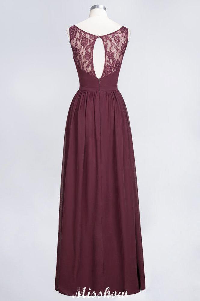 Stylish V-Neck aline Evening Maxi Gown Chiffon Sleeveless Bridesmaid Dress Burgundy