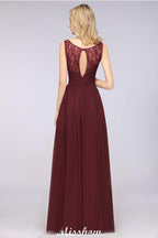 Stylish V-Neck aline Evening Maxi Gown Chiffon Sleeveless Bridesmaid Dress Burgundy
